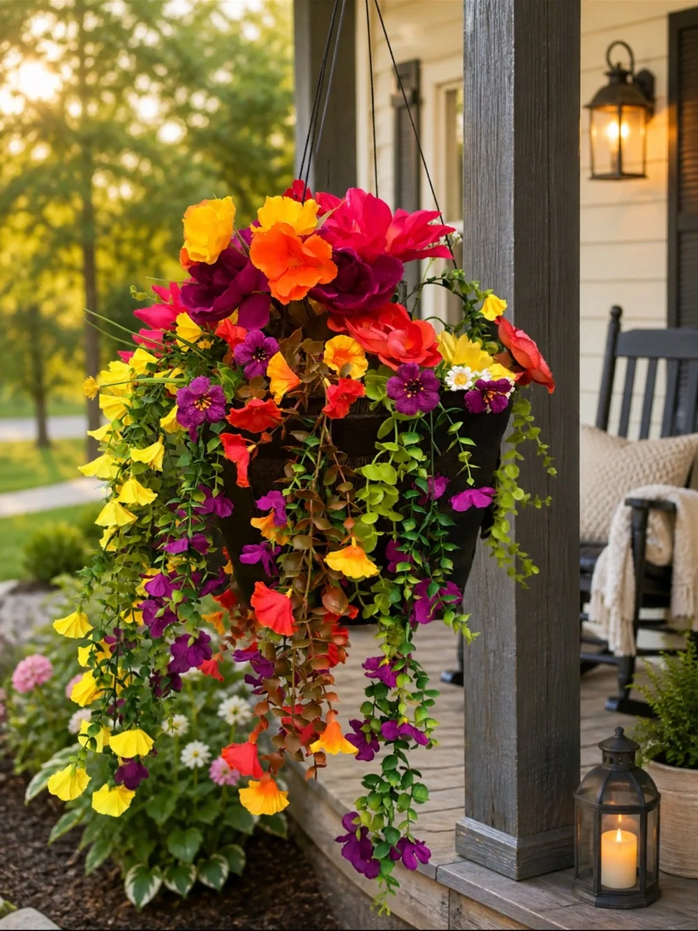 Vibrant Multicolor Hanging Basket - Home Accents